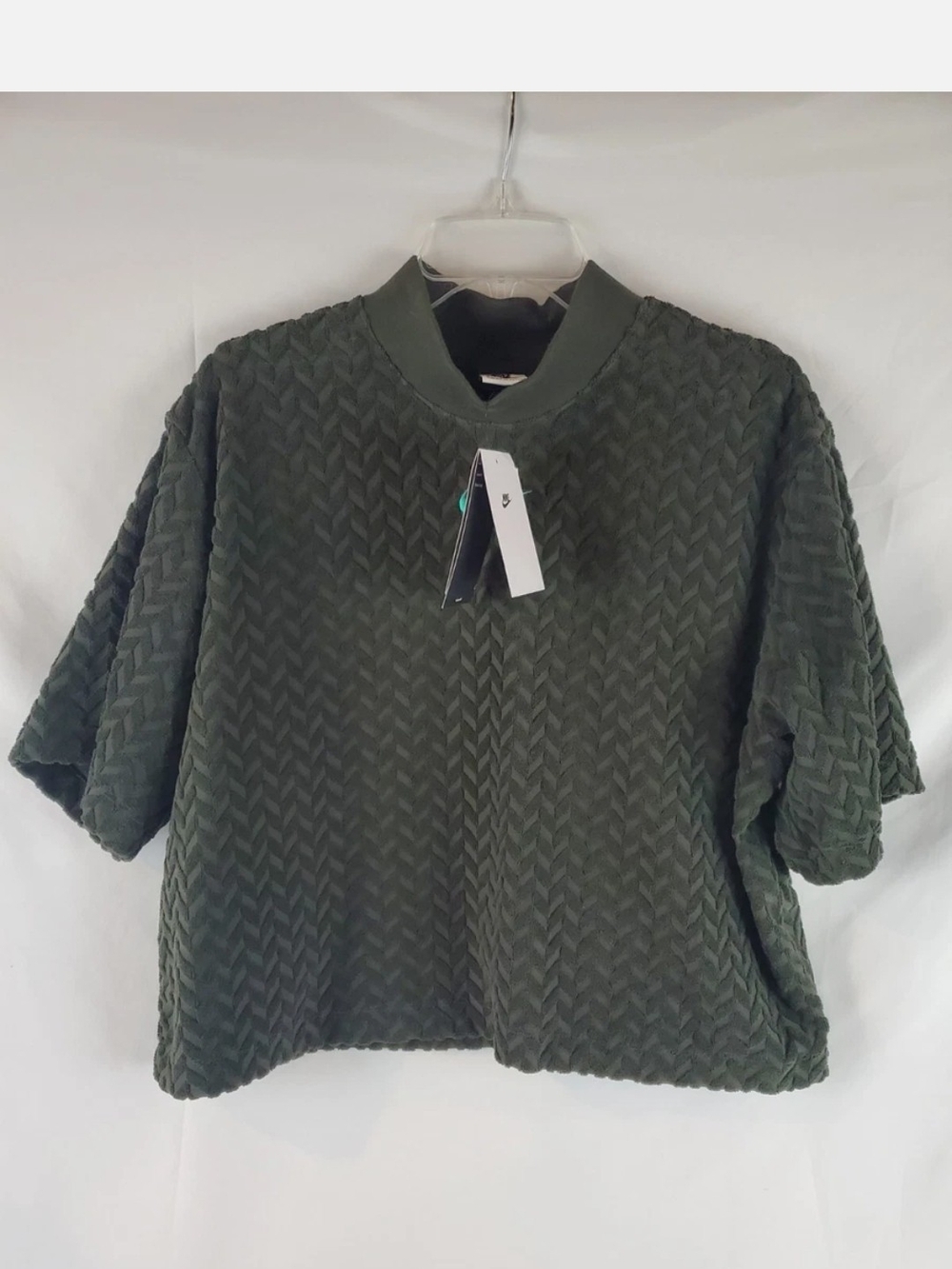 Nike Olive Green Short Sleeve Quilted Sweatshirt